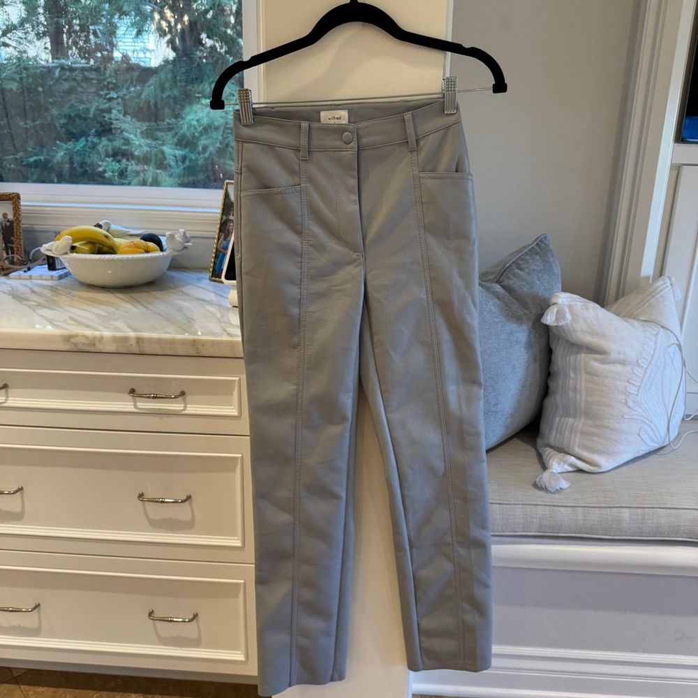 Aritzia Leather Pants - Bluish Gray